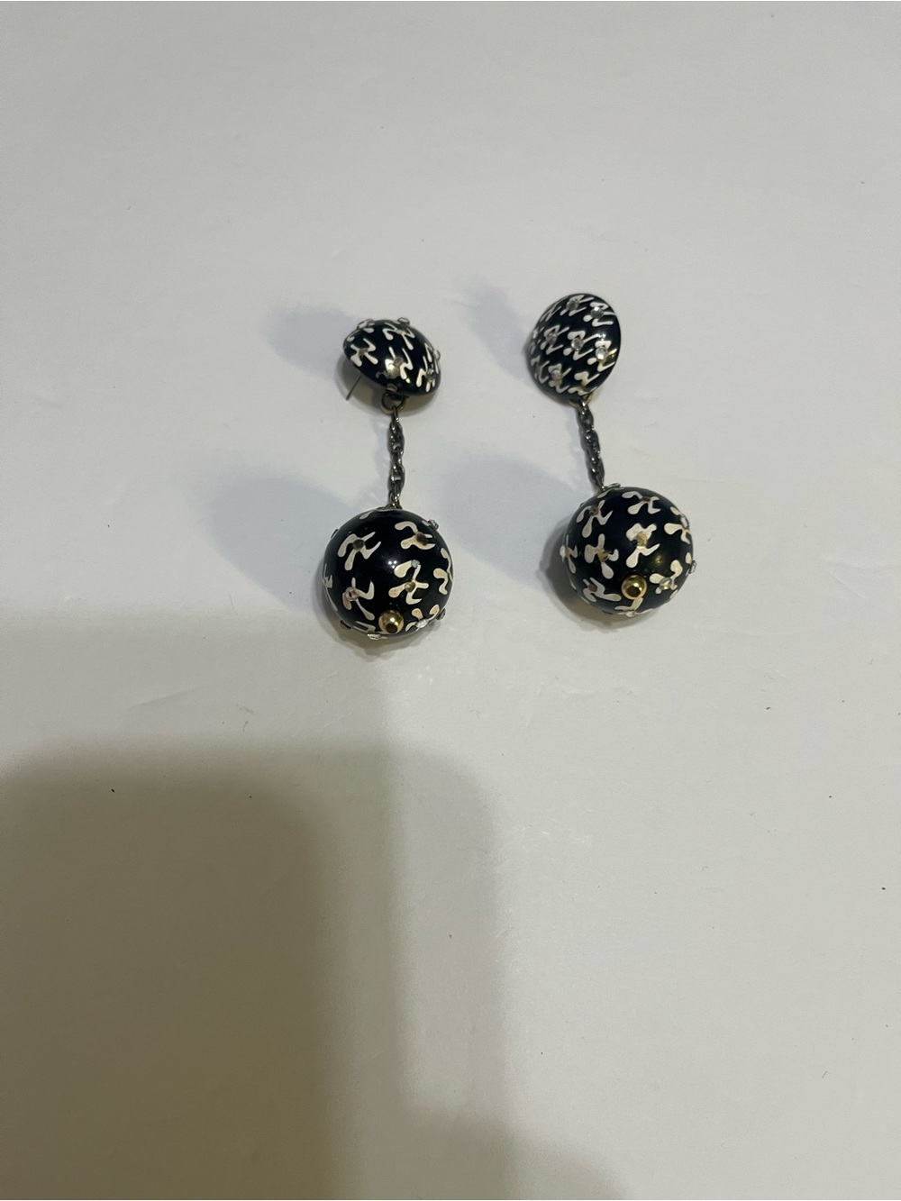 Vintage Black and White Patterned Drop Earrings - Women Jewelry